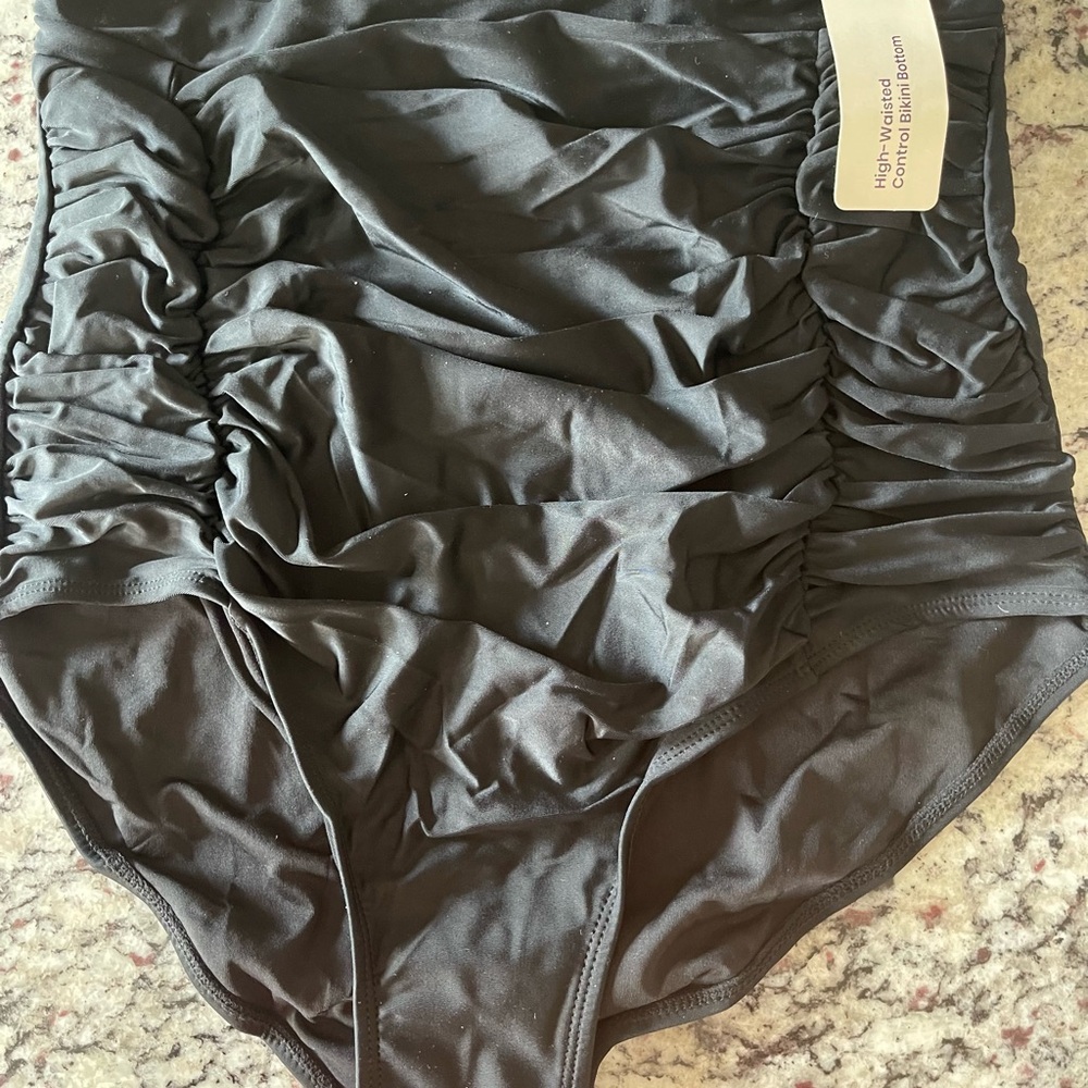 Black Ruched One-Piece Swimsuit
